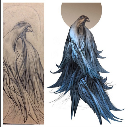 Tattoos - Bird (sketcha and digital design)- Instagram @michaelbalesart - 122183
